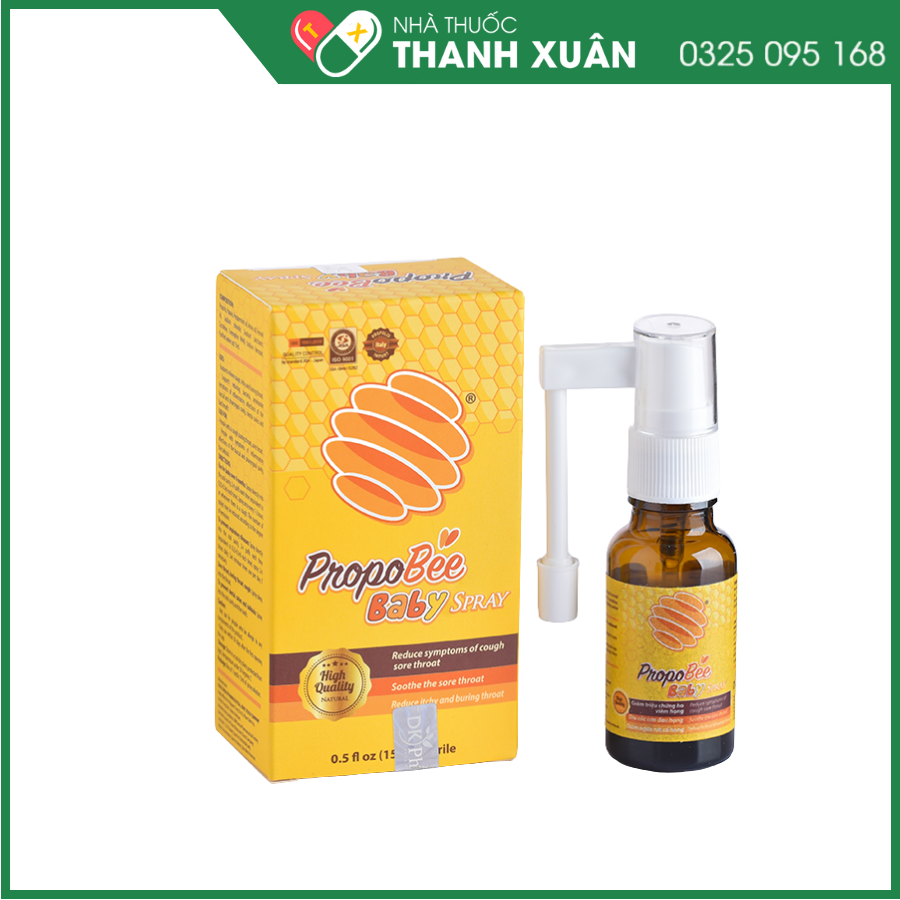 Xịt họng keo ong PropoBee Baby Spray hỗ trợ làm dịu cơn đau họng, giảm ngứa rát và ho viêm họng